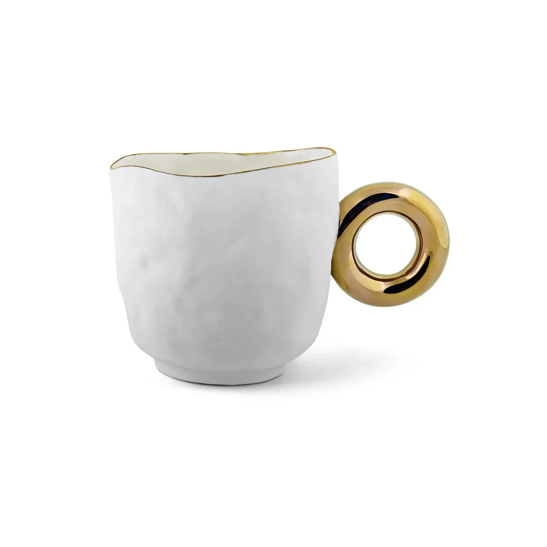 Кружка большая с кольцом, золотой декор, RES Objects