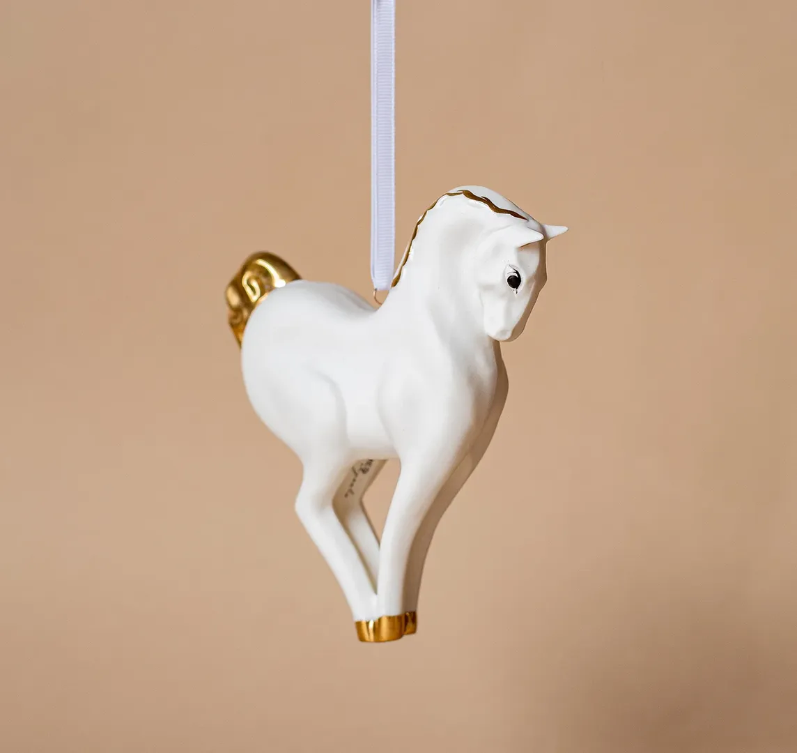 Фигурка из фарфора Лошадь, ручная работа, золотой декор, RES Objects