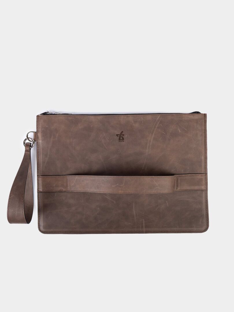 Клатч из натуральной кожи soft touch, Шоколад XL