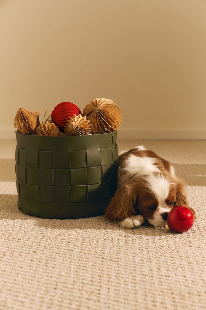 Корзина кожаная для хранения Nest Olive